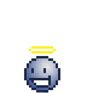 gif of an angel emoji that bounces of screen an is replaced by a pirate emoji. the pirate emoji then leaves and the angel returns