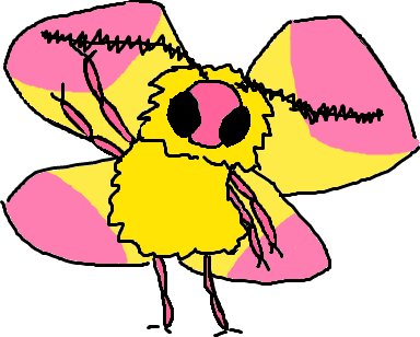 gif of an anthropromorphic rosy maple moth waving